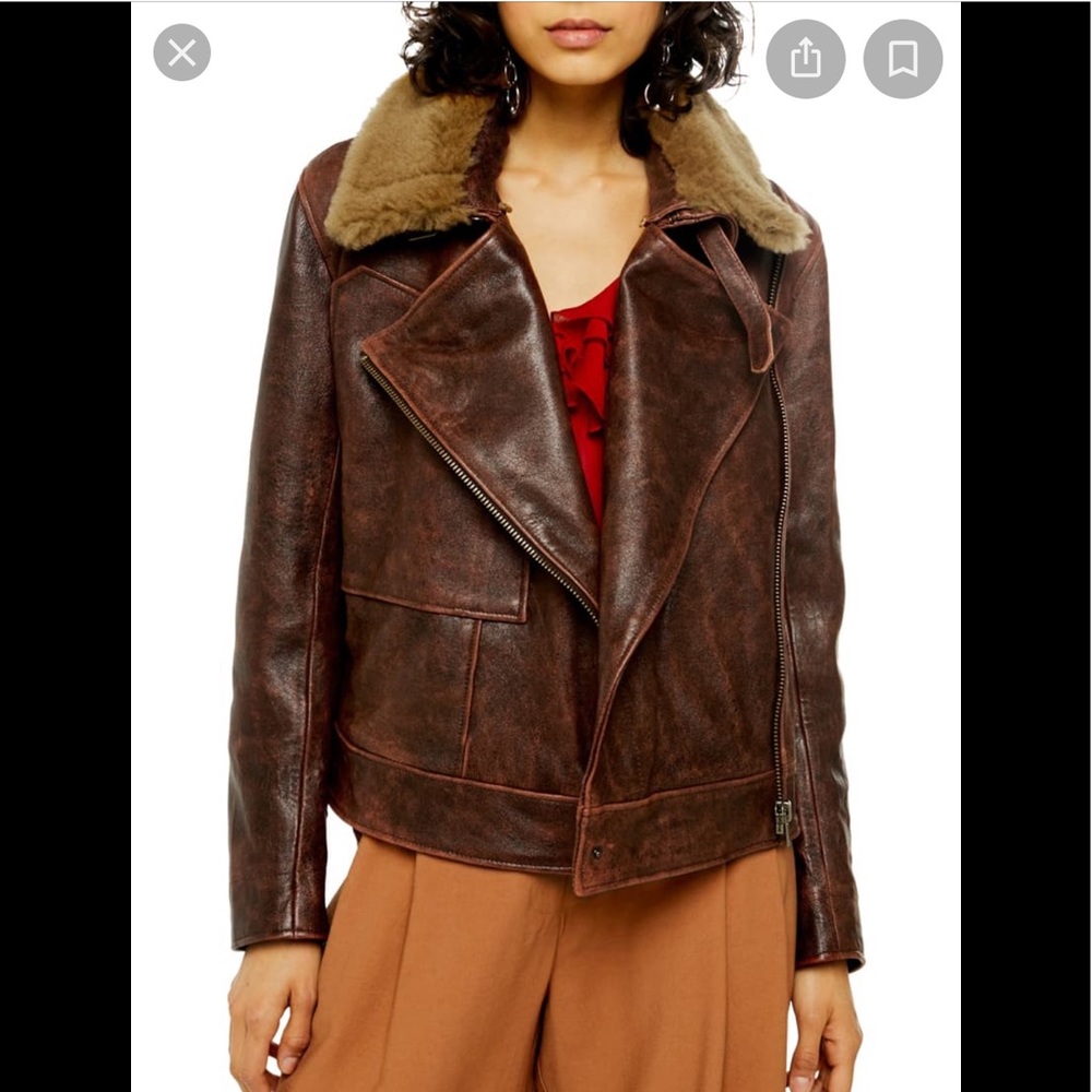 ISO ISO ISO TOPSHOP shearling collar jacket